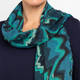 Salto Abstract Swirl Print Merino Wool Scarf Green