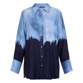 Samoon Indigo and Blue Satin Shirt  - Plus Size Collection