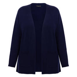 Sandra Portelli Pure Cashmere Ribbed Cardigan Navy  - Plus Size Collection