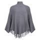 Sandra Portelli Cashmere Knitted Poncho With Sleeves Dark Grey 