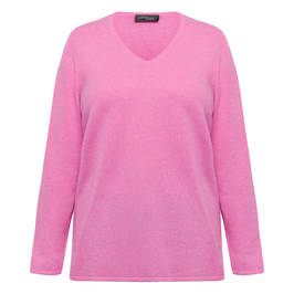 Sandra Portelli V-Neck Cashmere Knitted Tunic Baby Pink  - Plus Size Collection