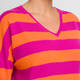 Sandra Portelli V-neck Cashmere Knitted Tunic Fuchsia And Orange Stripe