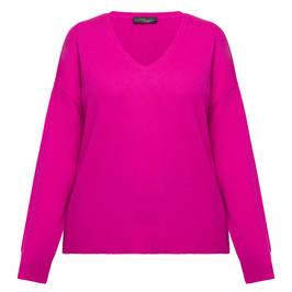 Sandra Portelli V-Neck Cashmere Knitted Tunic Fuchsia Pink  - Plus Size Collection