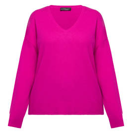 Sandra Portelli V-Neck Cashmere Knitted Tunic Fuchsia Pink  - Plus Size Collection