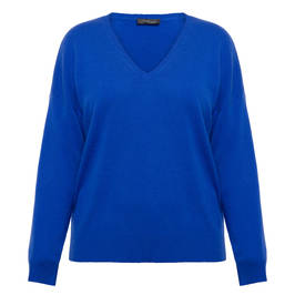Sandra Portelli V-Neck Cashmere Knitted Tunic Cobalt Blue - Plus Size Collection