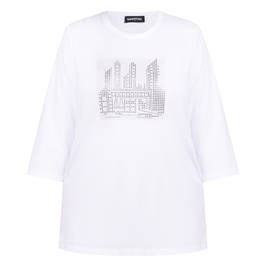 SeeYou by Biggi M Embellished Cotton T-Shirt White  - Plus Size Collection