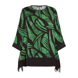 SeeYou Abstract Print Georgette Tunic Emerald Green - Plus Size Collection