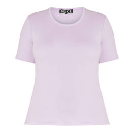 BEIGE COTTON T-SHIRT LILAC - Plus Size Collection