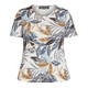 BEIGE STRETCH JERSEY T-SHIRT LEAF PRINT