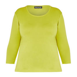 BEIGE LONG SLEEVE STRETCH JERSEY T-SHIRT KIWI  - Plus Size Collection
