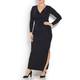 TIA FULL LENGTH BLACK WRAP FRONT LUREX GOWN