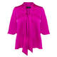 Tia Pussy Bow Satin Blouse Fuchsia