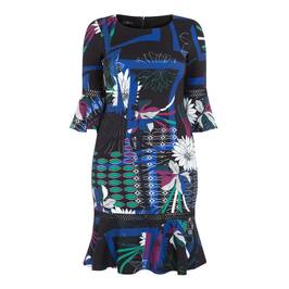 BEIGE ABSTRACT FLORAL PRINT DRESS - Plus Size Collection