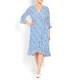 TIA WRAP DRESS DOT PRINT BLUE