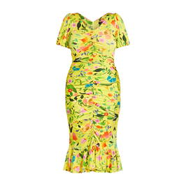 Tia Wiggle Dress Floral Yellow - Plus Size Collection