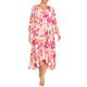 Tia Rose Print Wrapover Tea Dress Pink 