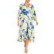 TIA ROSE PRINT WRAPOVER TEA DRESS BLUE 