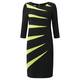 TIA jersey DRESS with chartreuse panelling