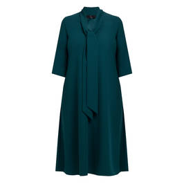 Tia Pussy Bow Dress Teal  - Plus Size Collection