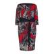 TIA crimson and graphite print DRESS with waist detailing