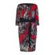 TIA crimson and graphite print DRESS with waist detailing