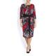 TIA crimson and graphite print DRESS with waist detailing