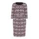 TIA crimson, cream and black geometric print DRESS