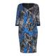 TIA abstract geometric print DRESS in cream, graphite and blue