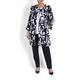 TIA NAVY PRINT LONG LINE JACKET