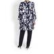 TIA NAVY PRINT LONG LINE JACKET