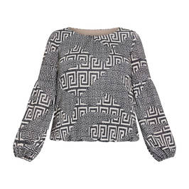 Tia Greek Key Print Top Black and White  - Plus Size Collection