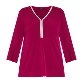 Tia Top With Mirrored Trim Magenta  - Plus Size Collection