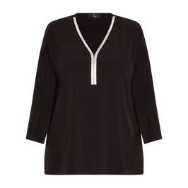 Tia Top With Mirrored Trim Black - Plus Size Collection