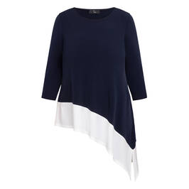 Tia Asymmetric Tunic Navy and Off-White  - Plus Size Collection
