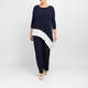 Tia Asymmetric Tunic Navy and Off-White 