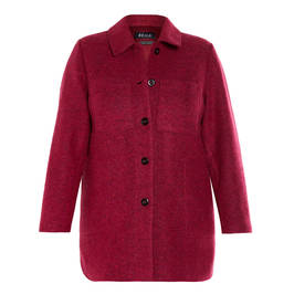 BEIGE BOILED WOOL JACKET FUCHSIA  - Plus Size Collection