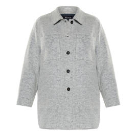BEIGE BOILED WOOL JACKET GREY - Plus Size Collection