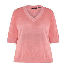 VERPASS V-NECK LUREX SWEATER CORAL  - Plus Size Collection