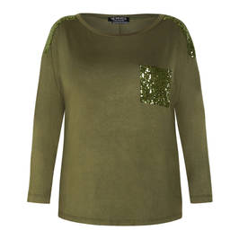 VERPASS TOP GREEN SEQUIN EMBELLISHMENT - Plus Size Collection