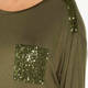 VERPASS TOP GREEN SEQUIN EMBELLISHMENT