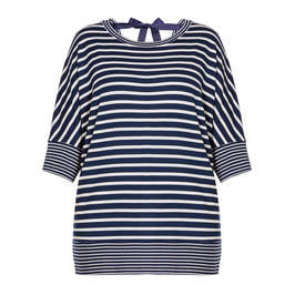 VERPASS STRETCH JERSEY TOP NAVY AND WHITE  - Plus Size Collection