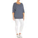 VERPASS STRETCH JERSEY TOP NAVY AND WHITE 