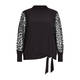 VERPASS JERSEY TOP WITH LEOPARD DEVOREE SLEEVE BLACK