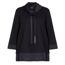 VERPASS TOP SATIN TRIM BLACK - Plus Size Collection