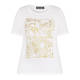 BEIGE WHITE T-SHIRT WITH GOLD TROPICAL PRINT FRONT  