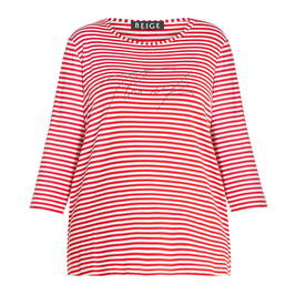 VERPASS STRETCH JERSEY T-SHIRT RED AND WHITE  - Plus Size Collection