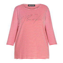 VERPASS STRETCH JERSEY T-SHIRT RED AND WHITE  - Plus Size Collection