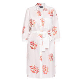 Verpass Coral Print Dress White  - Plus Size Collection