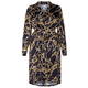 BEIGE PLUS EQUESTRIAN PRINT SATIN SHIRT DRESS BLACK AND GOLD 