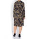 BEIGE PLUS EQUESTRIAN PRINT SATIN SHIRT DRESS BLACK AND GOLD 